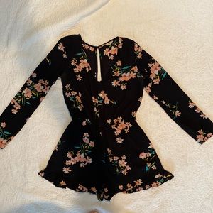 Black Floral romper, M